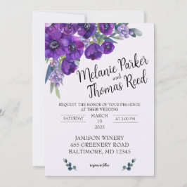 Lila Poppy-Hochzeit Einladung