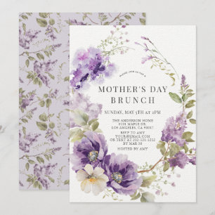 Lila Poppy & Lilac Blumenbrunch Einladung
