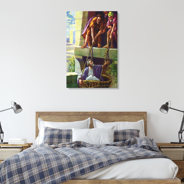 Lila preaching christ Wrapped Canvas Leinwanddruck (Insitu (Schlafzimmer))