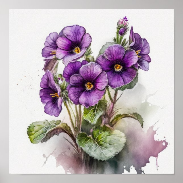 Lila Primrose Blume Art Print Poster