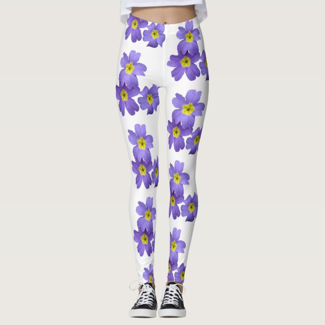 Lila Primula-Blume blüht benutzerdefinierte Leggin Leggings (Vorderseite)