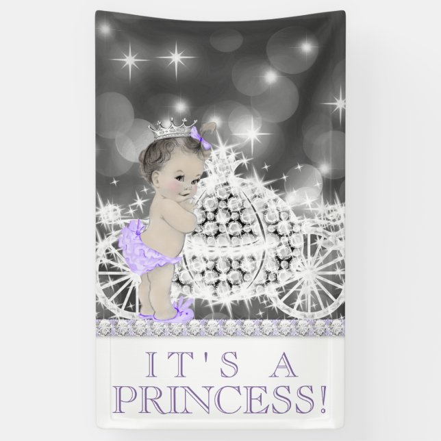 Lila Princess Baby Dusche Banner (Vertikal)