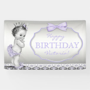 Lila Princess Birthday Party Banner
