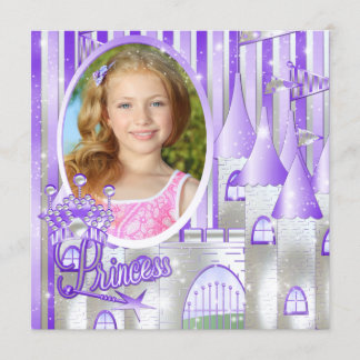 Lila Princess Birthday Party Einladung