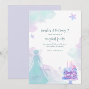 Lila Princess Girl Birthday Party Einladung