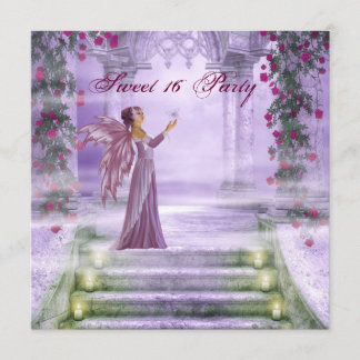 Lila Princess Rote Rose Sweet 16 Party Einladung