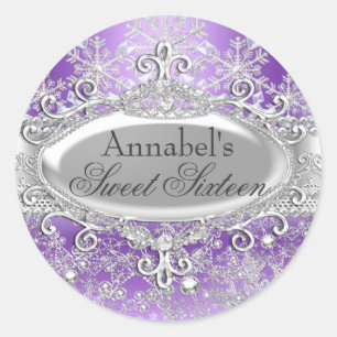 Lila Princess Winter Wonderland Sweet 16 Sticker