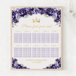 Lila Prinzessin Quinceañera 10 Tabelle Sitzplan Poster