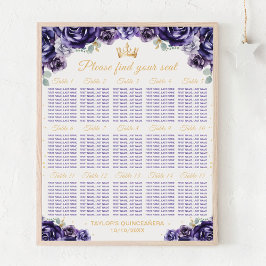 Lila Prinzessin Quinceañera 15 Tabelle Sitzplan Poster