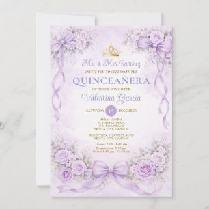 Lila Prinzessin Quinceañera Blumen-Geburtstagsfeie Einladung