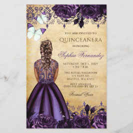 Lila Prinzessin Quinceañera Einladung