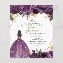Lila Prinzessin Quinceañera Einladung