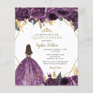 Lila Prinzessin Quinceañera Einladung