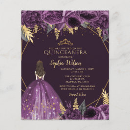 Lila Prinzessin Quinceañera Einladung
