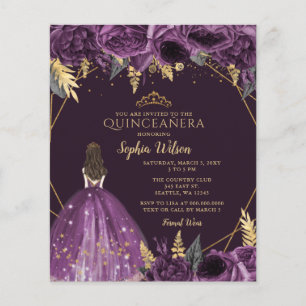Lila Prinzessin Quinceañera Einladung