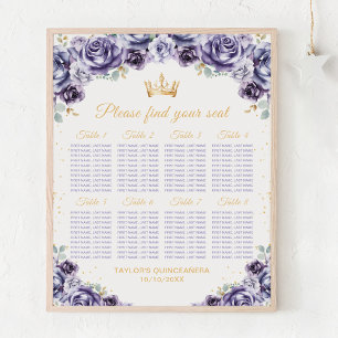 Lila Prinzessin Quinceañera Sitzordnung für 8 Tisc Poster