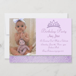 Lila Prinzessin zum Geburtstag Einladung
