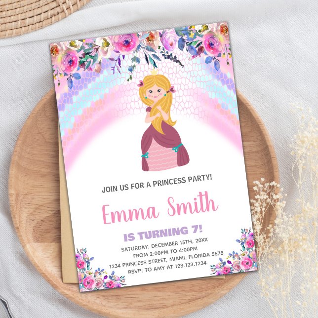 Lila Prinzessin zum Geburtstag Einladung (Purple Princess Birthday Invitations)