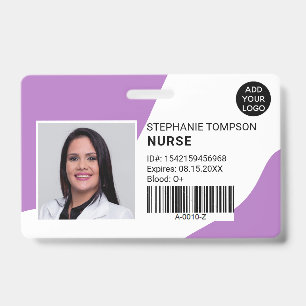 Lila professionelles Krankenpfleger-Foto-Logo-Code Ausweis
