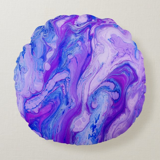 lila psychedelische Flüssigkeit Rundes Kissen (Vorderseite)