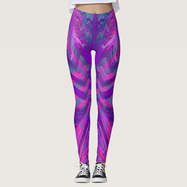 Lila psychedelisches Muster Leggings (Vorderseite)