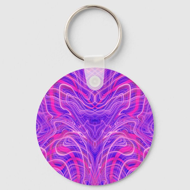 Lila psychedelisches Muster Schlüsselanhänger (Vorderseite)