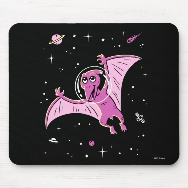 Lila PterodactylDinos im Weltraum Mousepad (Vorne)