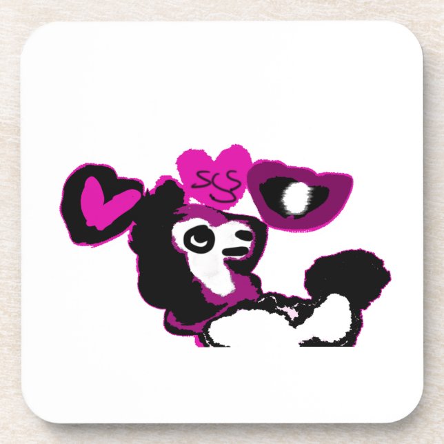 Lila Pudel Kunst Getränkeuntersetzer (Vorderseite)