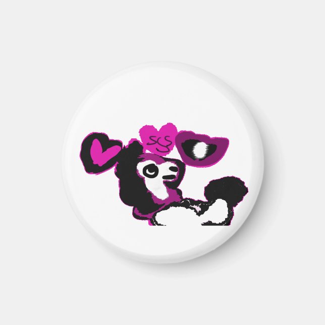 Lila Pudel Kunst Magnet (Vorne)