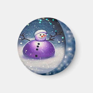 Lila Pudgy Painted Snowman Magnet