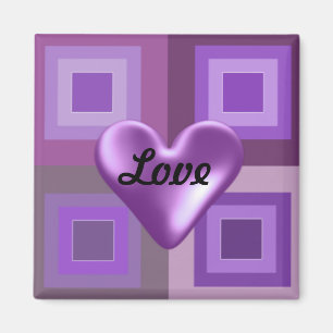 Lila Puffy Heart Magnet