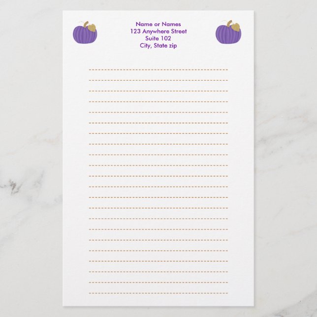 Lila Pumpkin-Gold-Leaf, Schreibwaren Briefpapier (Vorderseite)