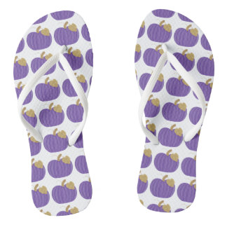 Lila Pumpkins Gold Leaf Muster Herbst FlipFlops
