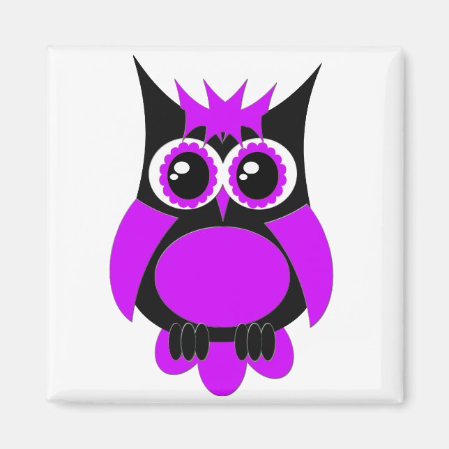 Lila Punk Owl Magnet (Vorne)