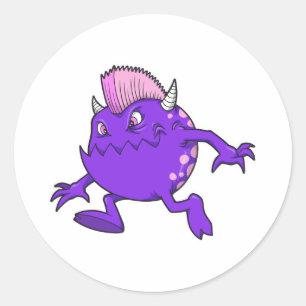 lila Punk-Teufel-Mohawk-Monster Runder Aufkleber