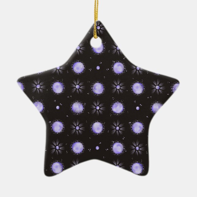Lila Punkte Keramik Stern Schmuck Ornament (Vorne)