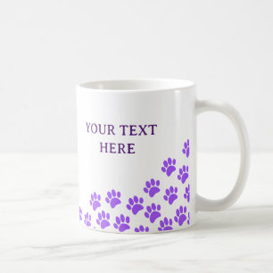 Lila Puppy-Paw-Drucke mit benutzerdefiniertem Text Kaffeetasse