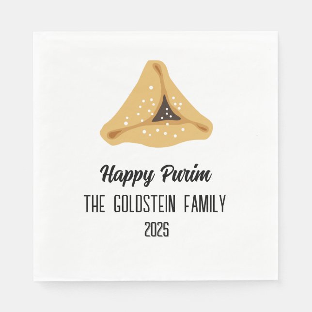 Lila Purim Hamentashen Familienname Serviette (Vorderseite)