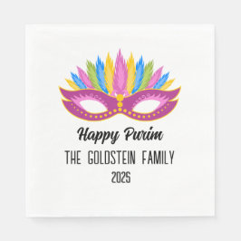 Lila Purim Masquerade Familienname Serviette