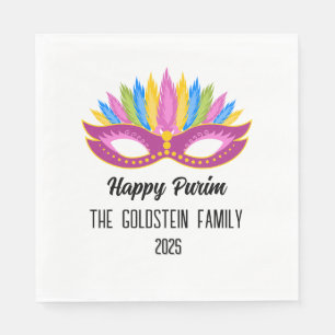 Lila Purim Masquerade Familienname Serviette