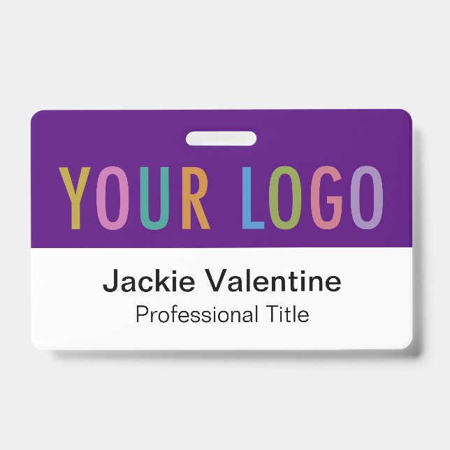 Lila-PVC-Name-Abzeichen Horizontale Logokombinatio Ausweis (Vorderseite)