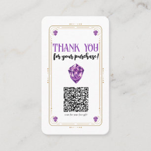 Lila QR-Code für Amethyst Crystal Gold Social Medi Visitenkarte