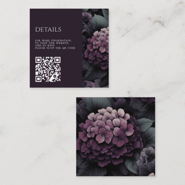 Lila QR-Code für Moody Floral Begleitkarte (Vorne/Hinten)