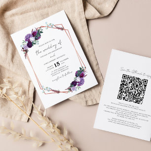 Lila QR-Code Skript Einladung zur Hochzeit