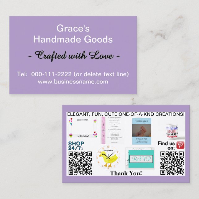 Lila QR-Logos für Unternehmen 3.5 x 2.0 Visitenkarte (Vorne/Hinten)