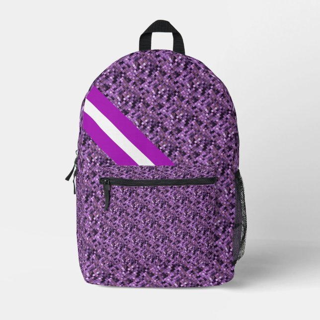 Lila Quadrat Bedruckter Rucksack (Vorderseite)