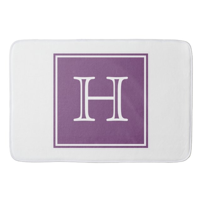 Lila-Quadrat-Monogramm-Bath-Mat Badematte (Vorderseite)