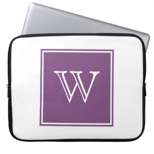 Lila-Quadrat-Monogramm Laptopschutzhülle
