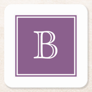 Lila-Quadrat-Monogramm-Papier-Untersetzer Rechteckiger Pappuntersetzer