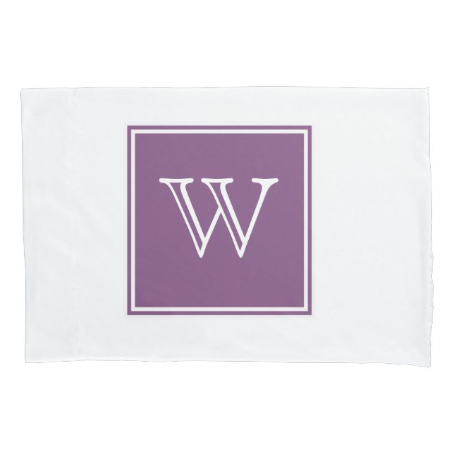 Lila-Quadrat-Monogramm-Pillowcase Kissenbezug (Vorderseite)